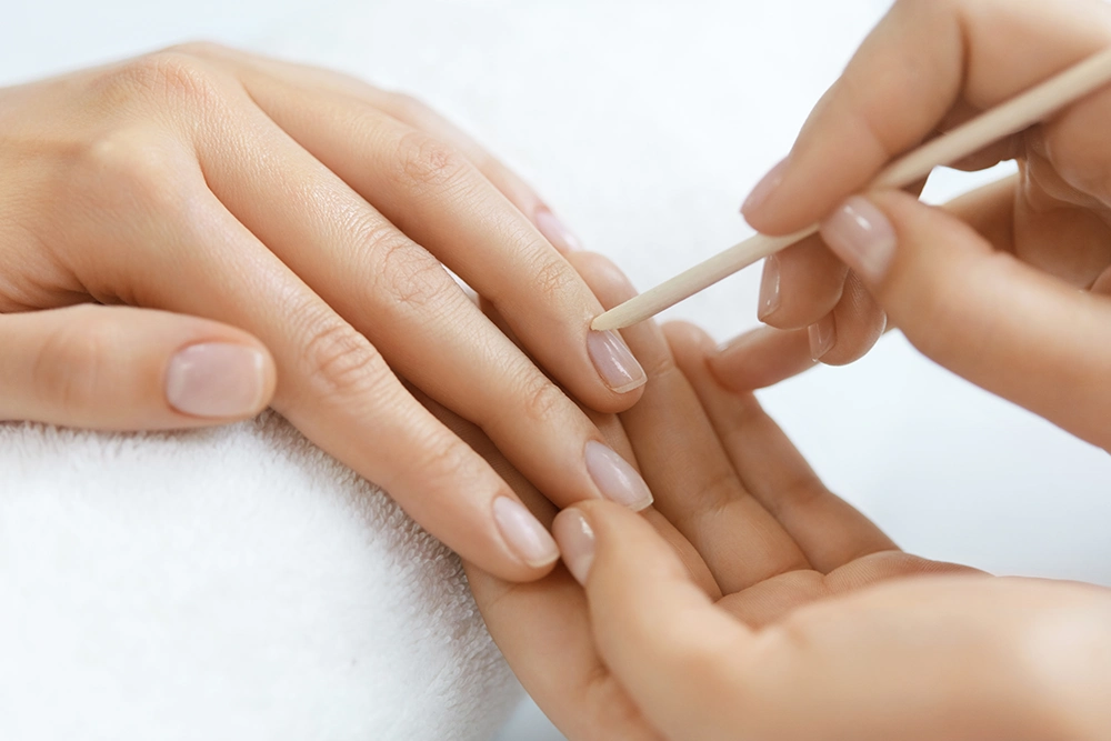 Nail Cuticle Removing Procedure With Wooden Cuticle