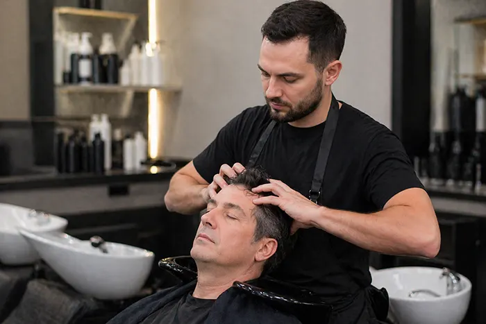 Head massage in the salon
