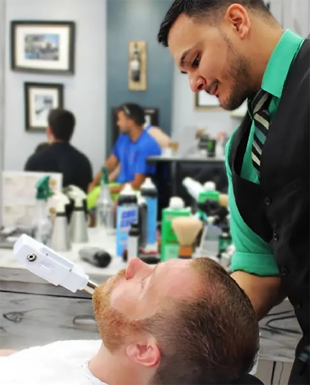 Hair washing at a barbershop